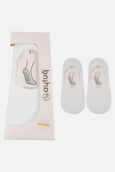 Aytuğ Șosete de balerină albe din bambus pentru femei, 2 perechi, cu cutie specială 34319 2