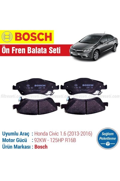Bosch Honda Civic 1.6 Fd6-Fb7 Bosch Ön Fren Balatası 2007-2016