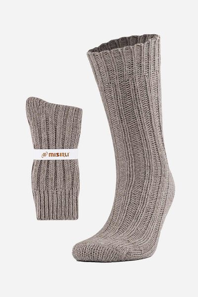 Mısırlı Unisex 5 Layers Alpaca Wool Winter Single Beige Socks M 3094 B
