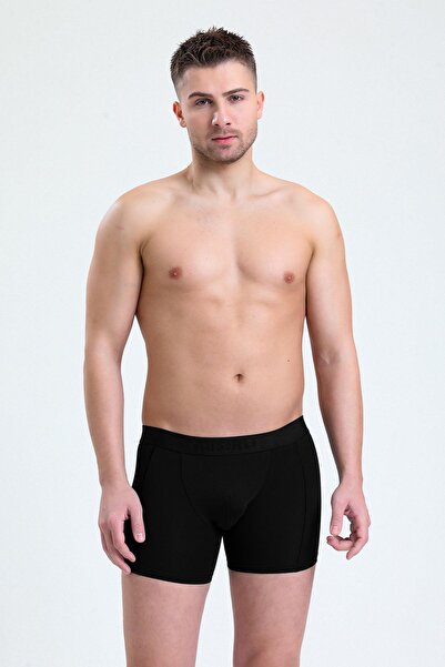 Mısırlı بوكسر رجالي من القطن بخصر مطاطي مكون من قطعتين أسود/أسود M Bxr Ss 4