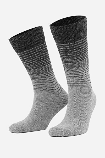 Mısırlı Erkek Alpaka Yünü Kışlık 2 Çift Gri/antrasit Soket Çorap M 3098 Ga