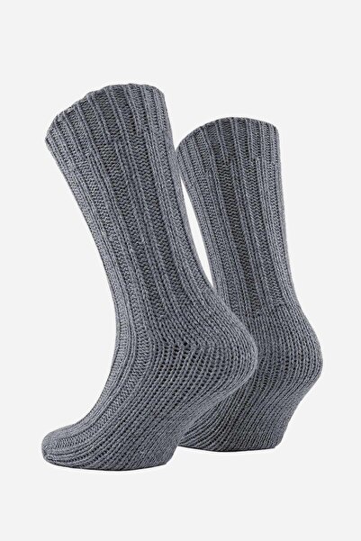 Mısırlı Unisex 5 Kat Alpaka Yünü Kışlık Tekli Gri Soket Çorap M 3094 G