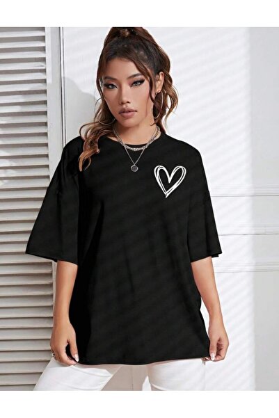 BYMEER Тениска с черна принтирана сърце