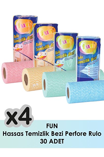 Fun Hassas Temizlik Bezi Perfore Rulo 30 Adet 4 Paket