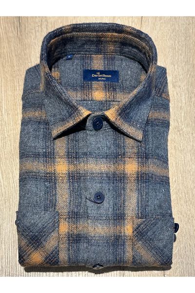 Daniel Bessi Long Sleeve Regular Fit Checked Double Pocket Men's Casual Lumberjack Shirt