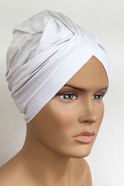 Vera Aura Ready Turban Bonnet Combed White Bonnet Cross Banded Women's Hijab Bonnet