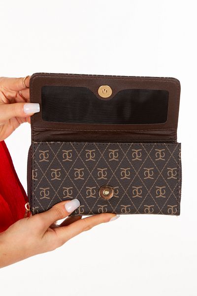 Newish Vegan Leather Paper with Brown Pattern - Stylish Fashion with Coin Compartment, Wallet and Card Holder