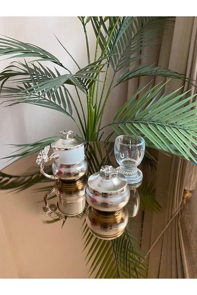 Housess Luxury Damat Coffee Cup, Turkish Delight Holder and Glass Request Set
