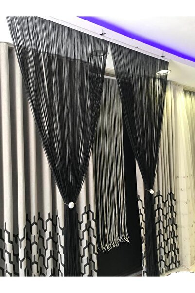 özdeğer home 170x230siyah Sıfır Aralık Zincir Perde Ahşap Kapı Perdesi Sineklik Perde Kapı Süsü Boncuk Perde