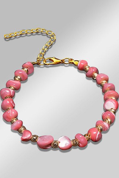 Tesbih Atölyesi Certified Amorphous Model Pink Colored Mother of Pearl Bracelet (Adjustable)