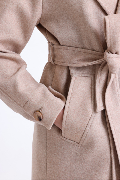 kabancım Women's Belted Premium Textured Cashmere Coat