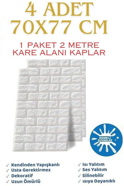 Renkli Duvarlar Panou de cărămidă 3d Grosime 70x77 4 bucăți Adeziv Panou decorativ flexibil pentru acoperirea peretelui