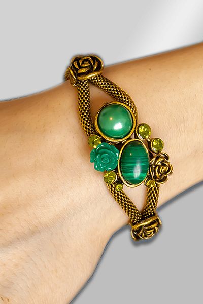 Tesbih Atölyesi Certified Fox Tail Model Pearl - Malahit Stone Bracelet (Adjusted)