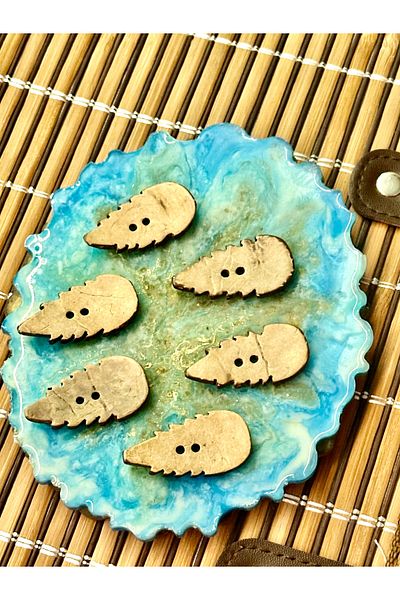 ODDA TASARIM ATÖLYESİ Natural leaf pattern coconat button set of 6