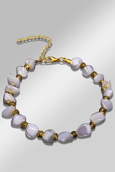 Tesbih Atölyesi Certified Amorphous Model White Color Mother of Pearl Bracelet (Adjustable)
