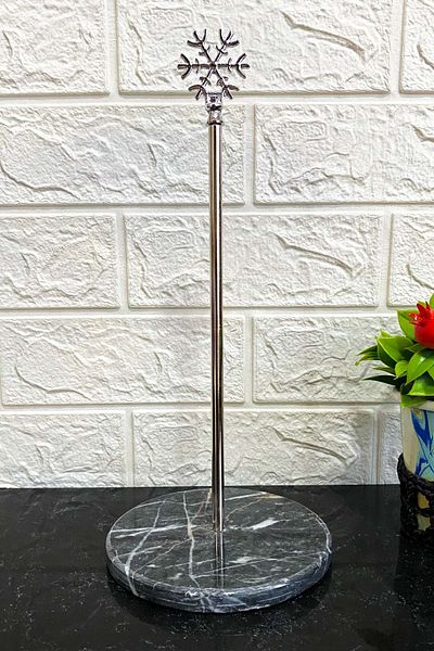 Jenisa Black Round Marble Silver Snowflake Accessory Decorative Roll Paper Towel Holder