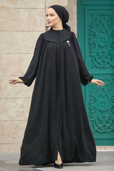 Neva Style - Μανίκι μπαλόνι Μαύρο Hijab Ferace 20134s