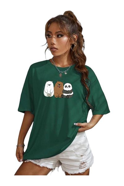 BENROMA 1 προϊόν είναι δώρο για αγορές 6 και άνω Panda Printed Oversize Unisex T-shirt