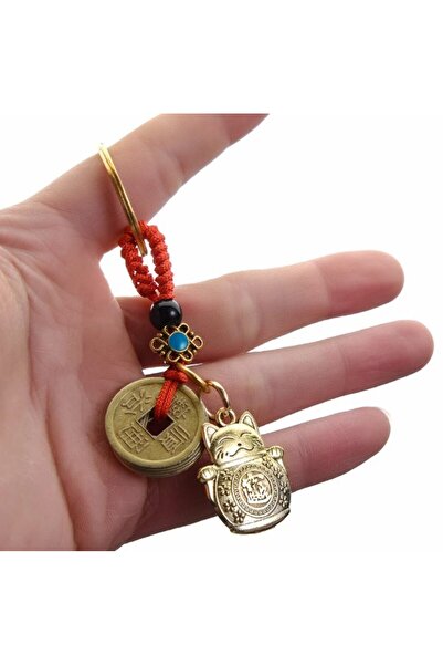 HEDİYE FİKRİ Şans Ve Bereket Getiren Kedi ve Para Tasarımlı Anahtarlık