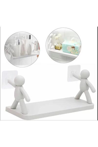 Hayveys Adam Model Güçlü Yapıştıcılı Çok Amaçlı Raf OrganizerBanyo Mutfak Düz...