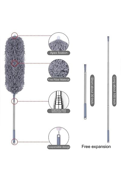 Manosta Microfiber Magnetic Anti-static Bendable Dust Remover Full Set of 3 with Extendable Handle