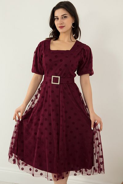 PULLIMM Rochie cu mânecă pepene verde cu gât pătrat 13402
