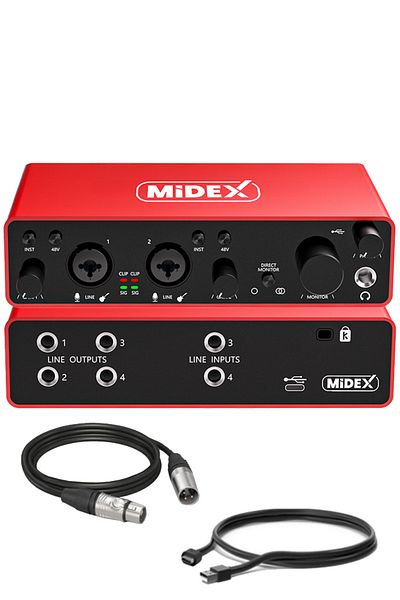 Midex Glx-900 Pro Usb Studio Sound Card - 4 Inputs and 4 Outputs, 24bit/192khz