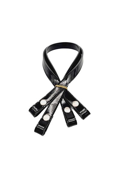 angel çanta aksesuar Patent Leather Double Layer Stitched 70 cm Snap Fastener Bag Handle Black Color Silver Metal