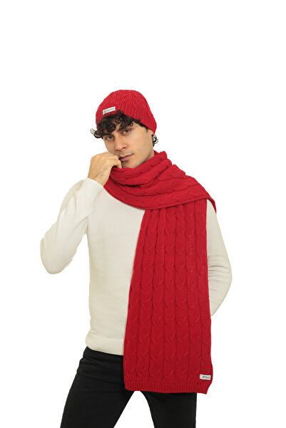 RTD&VLD Men's Knitted Pattern Knitwear Scarf Beanie Set