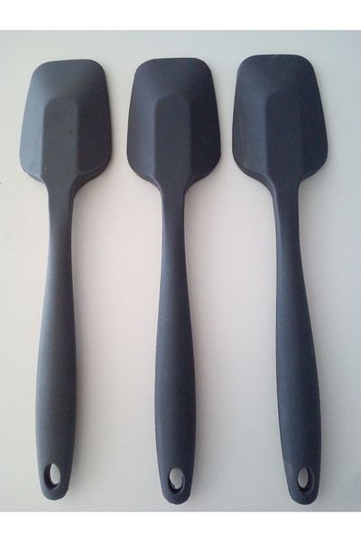 PİNK ROSE Bybirgül_pinkrose Anthracite Fireproof Non-Stick Large Size Silicone Spatula Set