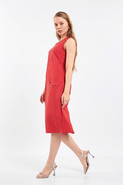 TheCatu Zero Sleeve Women's Coral Combed Cotton Dress / 8039