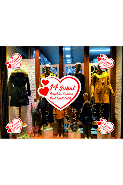 2MAKSTICKER 14 Şubat Sevgililer Günü İçin Kalpli Folyo Baskı İndirim Yazısı