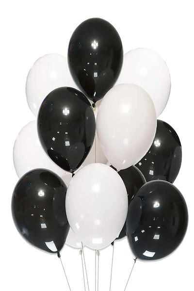 Party Fantasy 30 Pieces Shiny Metallic Shining Shiny Black and White Balloons