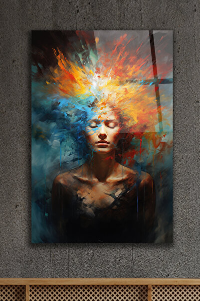 ACRES Kadın Portre Modern Sanat Dekoratif Cam Tablo 2