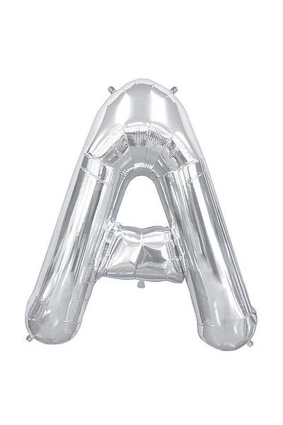 Party Fantasy Foil Letter A Balloon 40 inch - 100 cm (1 Meter) Silver Silver Gray Large Size Foil Balloon