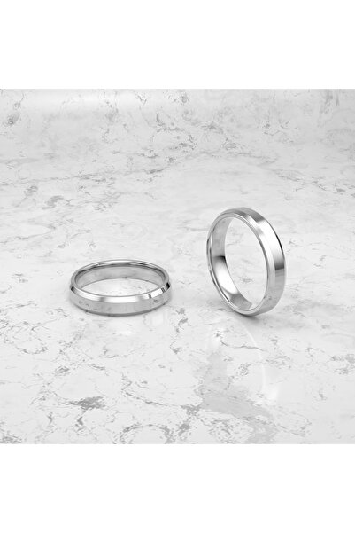 deren gümüş 4mm Gümüş Alyans Kenar Pahlı 925 ayar Erkek Kadın Alyans