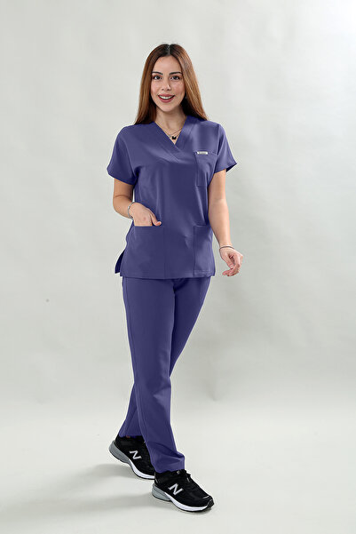 Scrubssy Premium Comfort Kadın İndigo Scrubs Cerrahi Takım