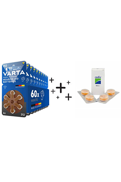 Varta 60 Adet Varta 312 Numara İşitme Cihaz Pili ve Cedis İşitme Cihazı Nem A...