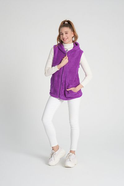 MODA VUSLAT Women's Purple Short Fleece Vest