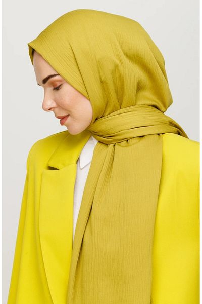 FRESCO SCARFS Γυναικείο Hijab Silky Crinkle Shawl*oliv Green