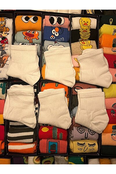 NOMADSOCKS Unisex Beyaz Kısa Kloj 6'lı