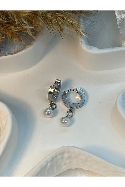 Yıldız Accessory Pearl Detailed Cut Earrings (Golden and Silver Colors)