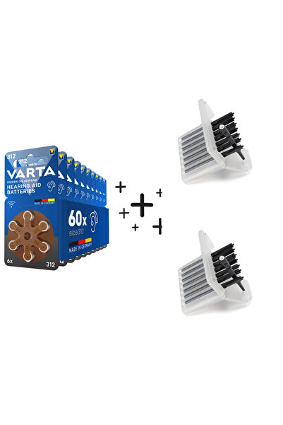 Varta 60 Adet Varta 312 Numara İşitme Cihaz Pili ve 2 adet 8’li Çubuk Filtre
