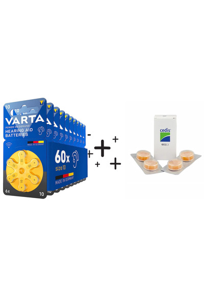 Varta 60 Adet Varta 10 Numara İşitme Cihaz Pili ve Cedis İşitme Cihazı Nem Al...