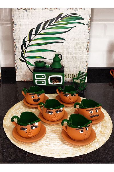 HerşeyTopraktan Handmade Emoji Expression Coffee Cup Set from Soil