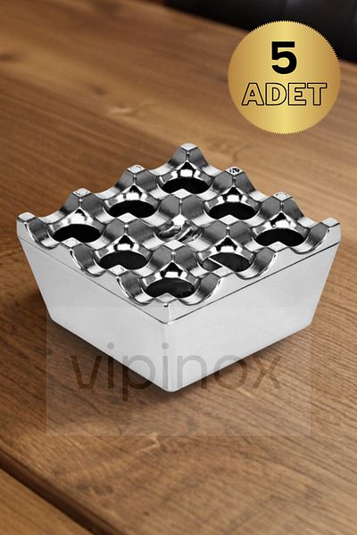 Vipinox 5 Pieces Cast Ashtray with Grill with Lid Ashtray Perforated Metal Ashtray for Hotel Cafe Restaurant