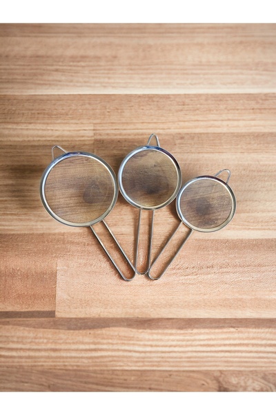 Mirvano 3-Piece Stainless Wire Strainer, Brass Strainer, Steel Strainer, Metal Strainer