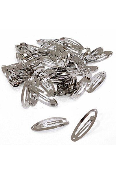 Alux 5 Cm Gümüş Klipsli Çıt Çıt Toka Aparatı - Metal Çıt Çıt Toka Aparatı- 25 Adet
