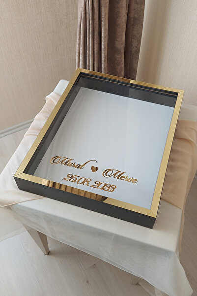 Verda Çerçeve 40x50 Cm Negru-auriu Deep Rose Memory Frame fără LED! Cutie de trandafiri