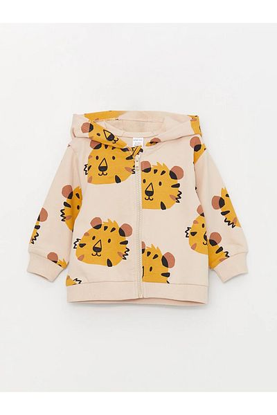 LC Waikiki LCW baby Crew Neck Long Sleeve Printed Baby Boy Cardigan and Pants 2-Piece Set